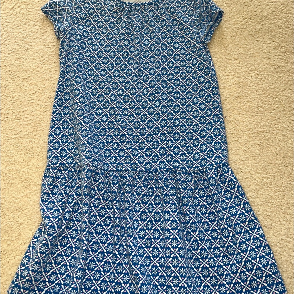 Blue Geometric Patterned 💎📐 Girl’s Dress